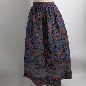 Vintage F.A. Chatta floralprint rayon skirt-sz 10